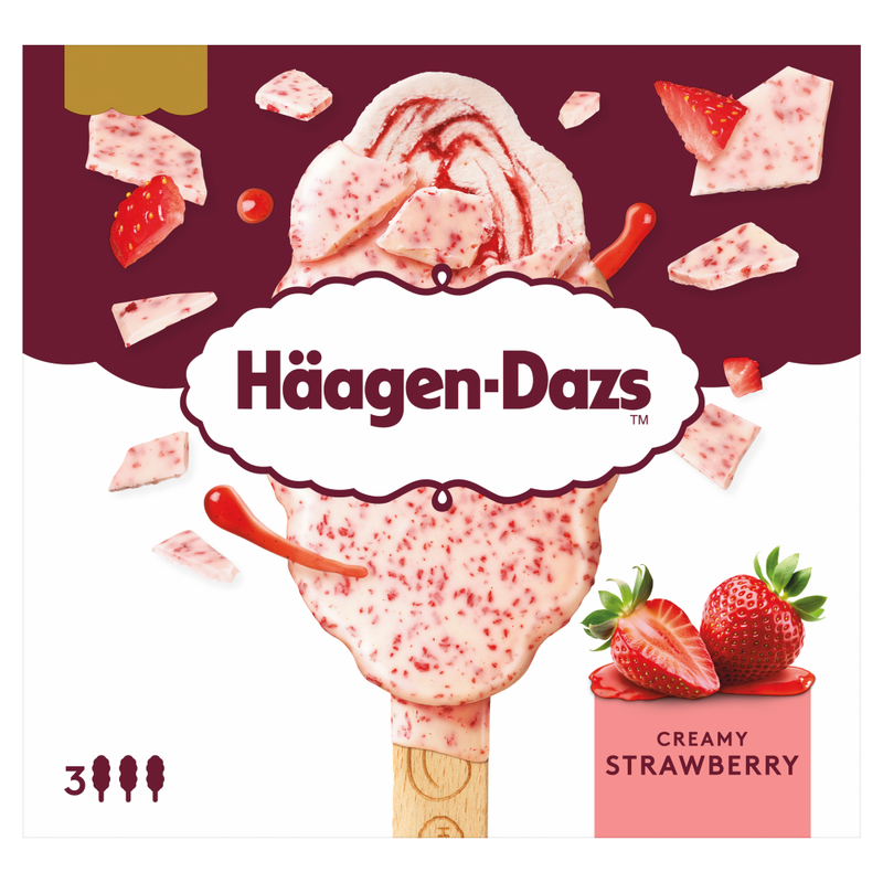 Haagen-Dazs Creamy Strawberry Ice Cream Sticks 3 x 80ml
