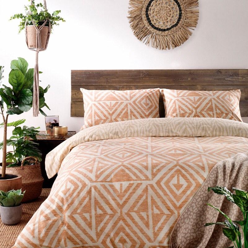 Duvet Cover Set Tanza Terracotta King