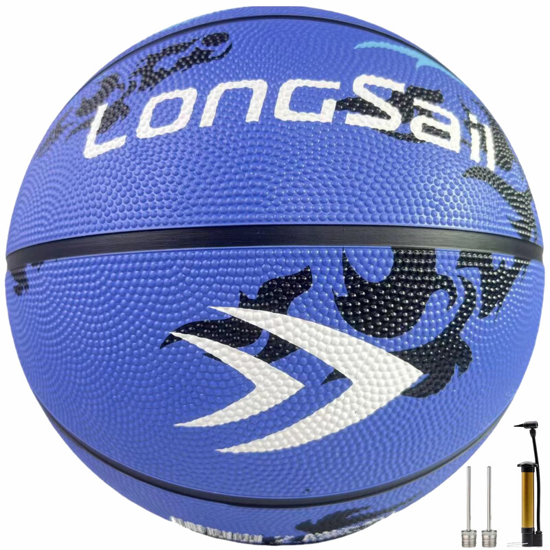 High-quality Rubber Basketball（29.5"） Size7#Sky blue/black pattern/light blue pattern