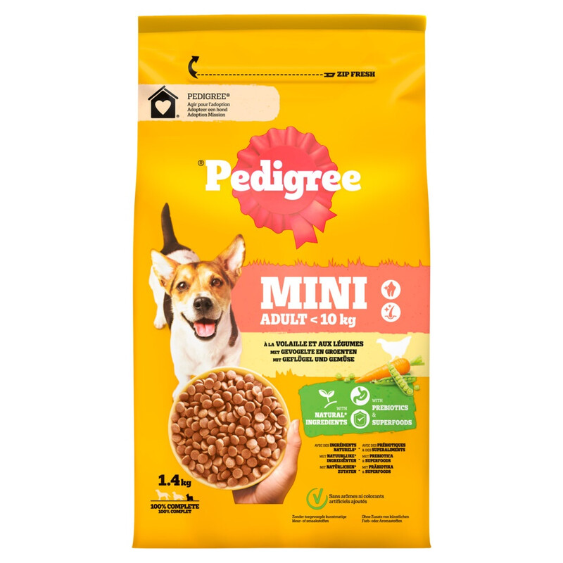 Pedigree honden droogvoer kleine volwassen gevogelte&groenten 1,4 kg