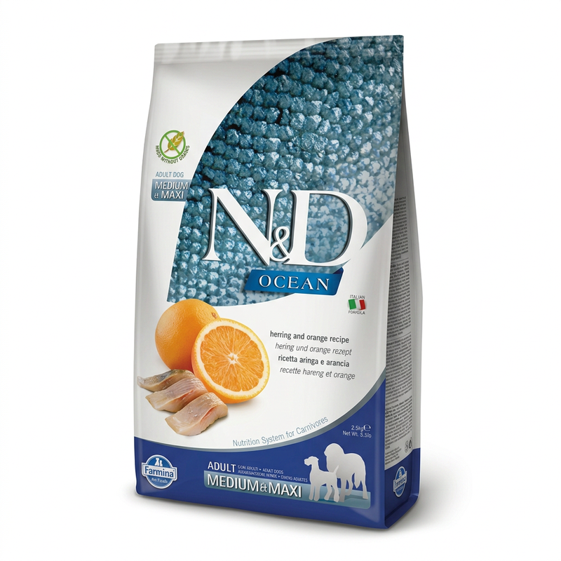 Farmina N&D Ocean Haring en Sinaasappel Recept Adult Medium/Large Hondenvoer 2,5 kg