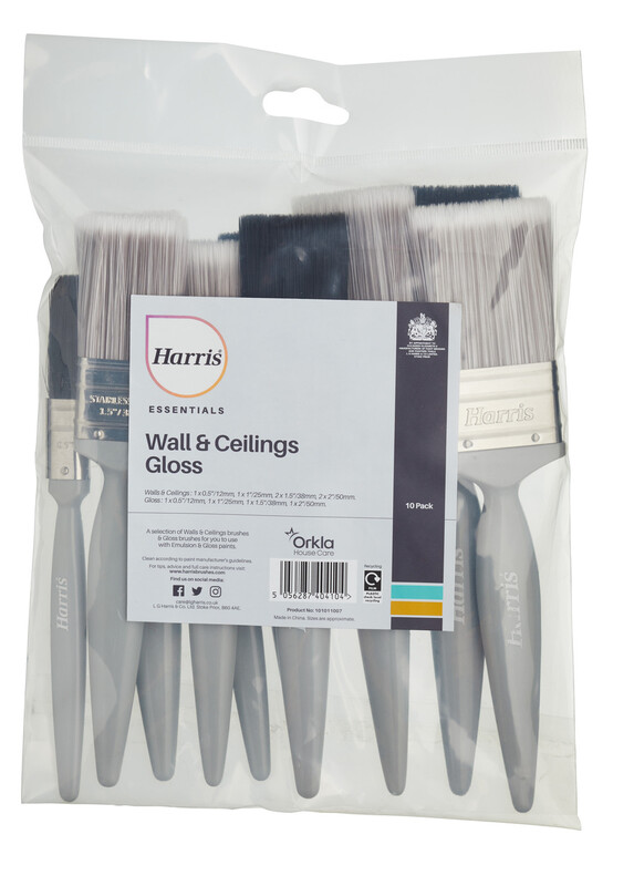 Harris Essentials Paint Brushes Walls, Ceilings & Gloss 10 Pack