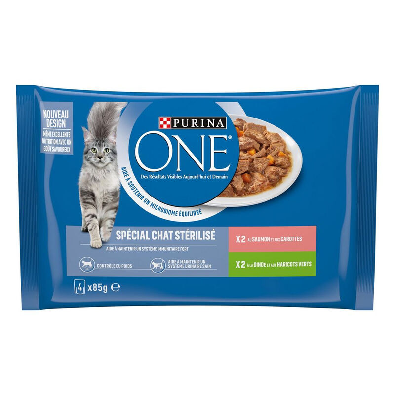 Pâtée Pour Chat Adulte Stérilisé Dinde Légumes One Purina One Les 4 Sachets De