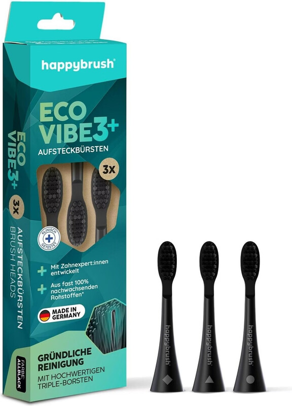 happybrush Aufsteckbürsten Eco Vibe 3+ schwarz, 3 St