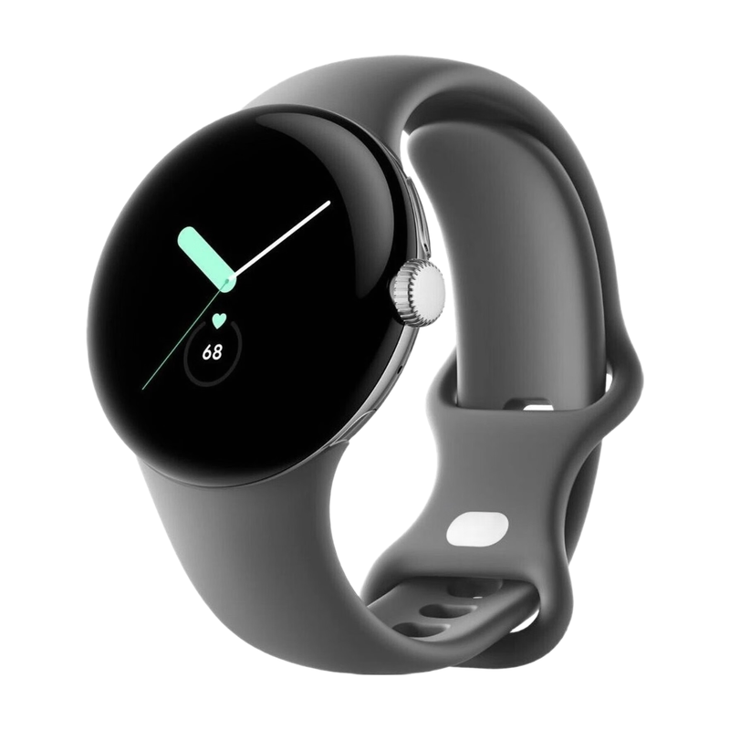 Google Pixel Watch 41mm Smartwatch - Bluetooth, poliertes Silber mit Anthrazit Sportarmband für Fitness und Style