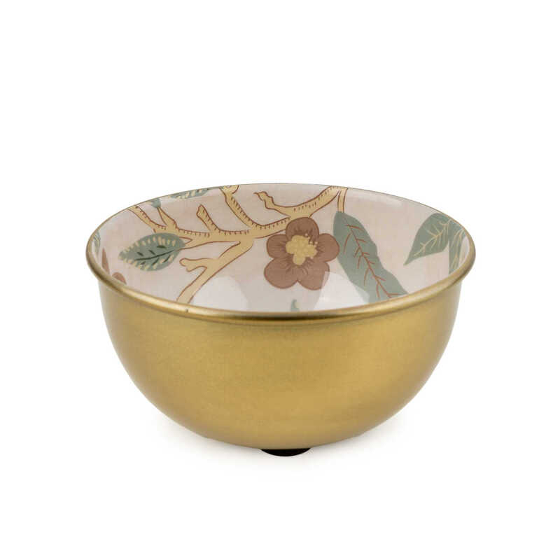 Decorative Trinket Bowl Vintage Fruits Metal Gold D:13.5cm