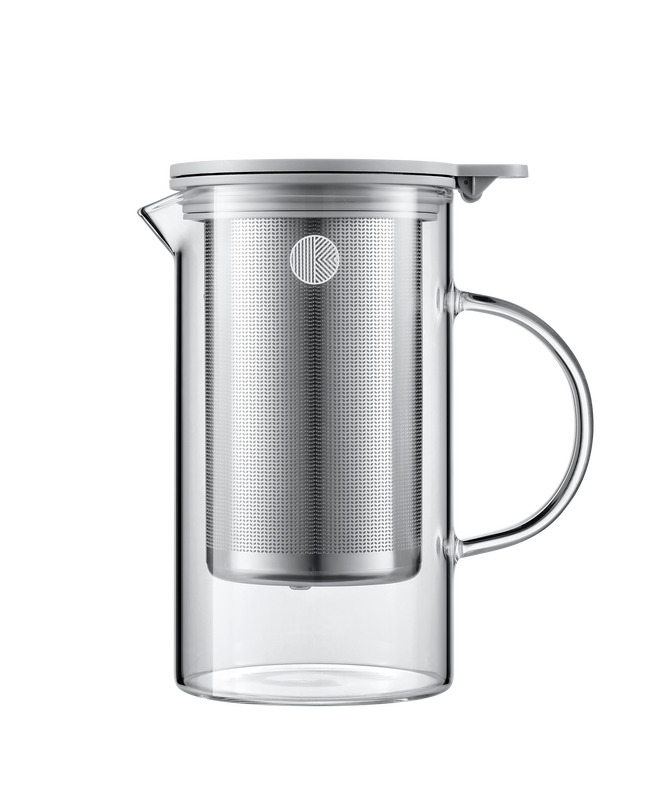 BUYDEEM Glazen theepot 800 ml met roestvrijstalen gaasfilter, Hoogwaardig borosilicaatglas, Stofdichte siliconen deksel, FDA-goedgekeurde materialen