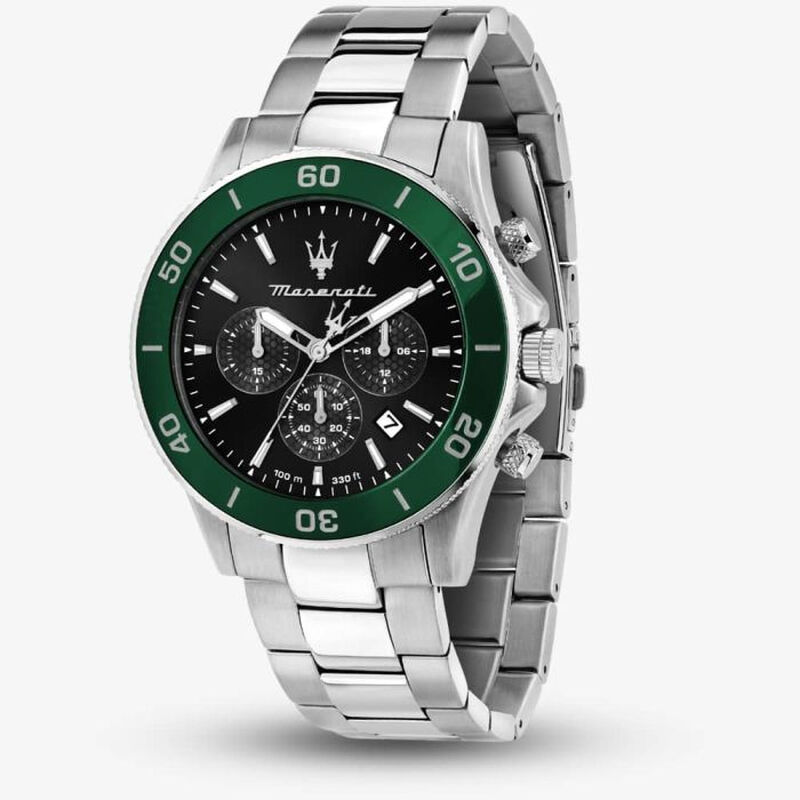R8873621008 Competizione Collection Stainless Steel Men's Green Bezel Watch