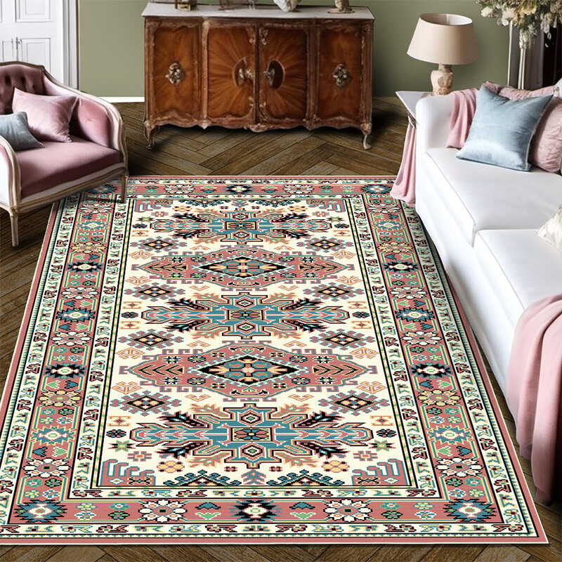 Boho Vintage Floral rugs, Non - Slip, Persian - Style Ornate Pattern, Soft & Durable,