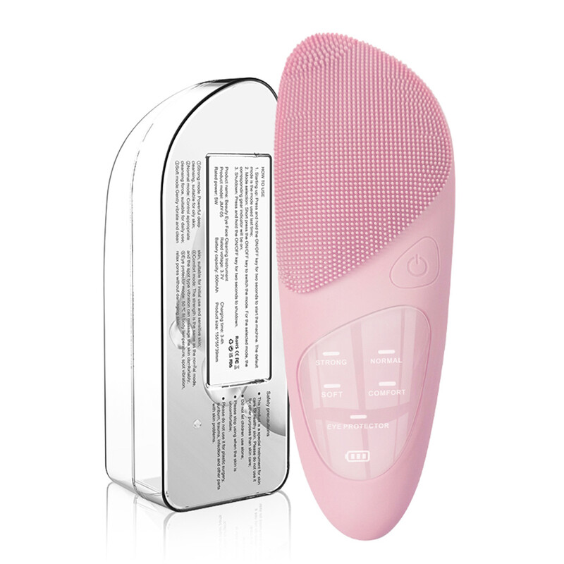 Sunluxy JMY-05 gezichtsreinigingsborstel, groot scherm toont batterij en modus, reiniging, massage en warmtecompressie in één, constante temperatuur oogverzorging, schoonheidsapparaat voor thuisgebruik, roze