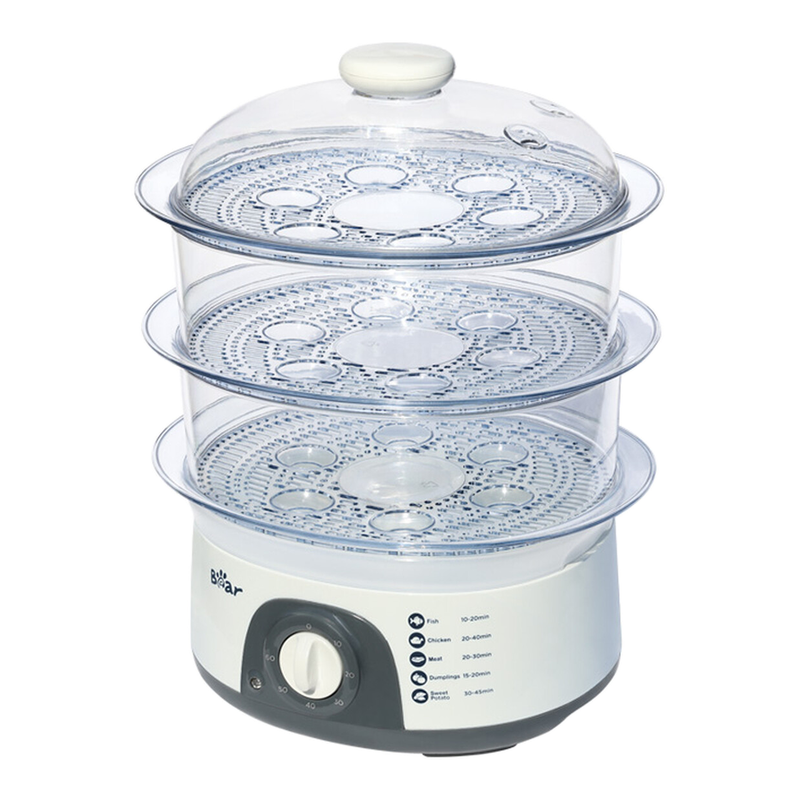 Bear Electric Steamer DZG-304, 3-Layer, 650 W-775 W, 10 L Capacity, 60 Min Timer