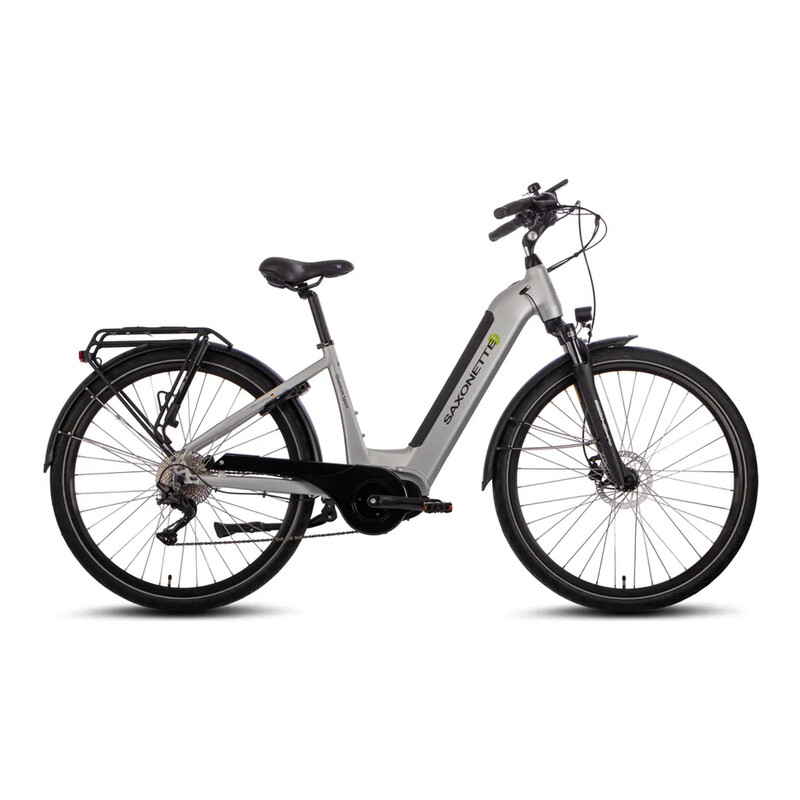 Saxonette Quantum Sport Wave 28" E-Bike mit 250W Mittelmotor, 36V Akku für 100km Reichweite & Shimano Deore 10-Gang, RH45 in Matt-Silber