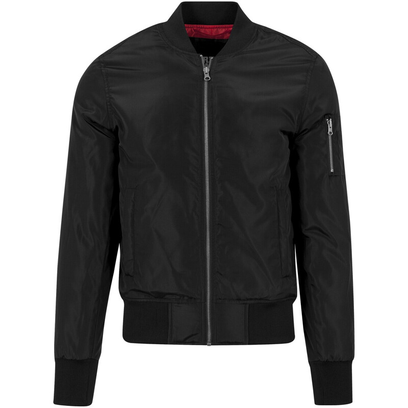 Urban Classics Herrenbekleidung: 2-Ton Bomberjacke für Männer in Schwarz/Rot, Farbe: Black, Größe: XXL