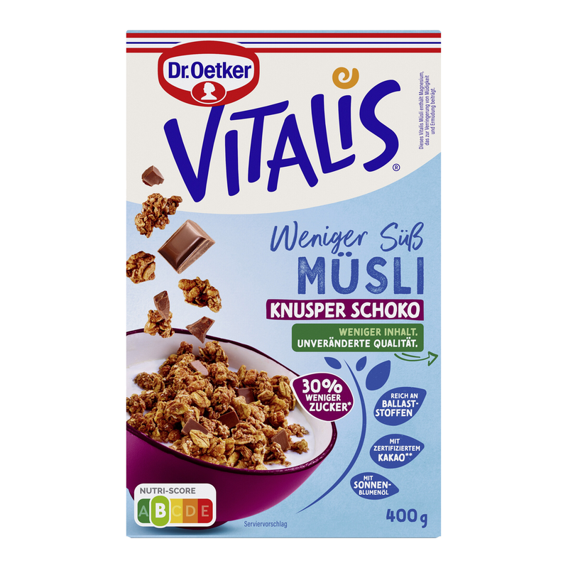 Dr. Oetker Vitalis Weniger Süß Knusper Schoko Müsli 400 g