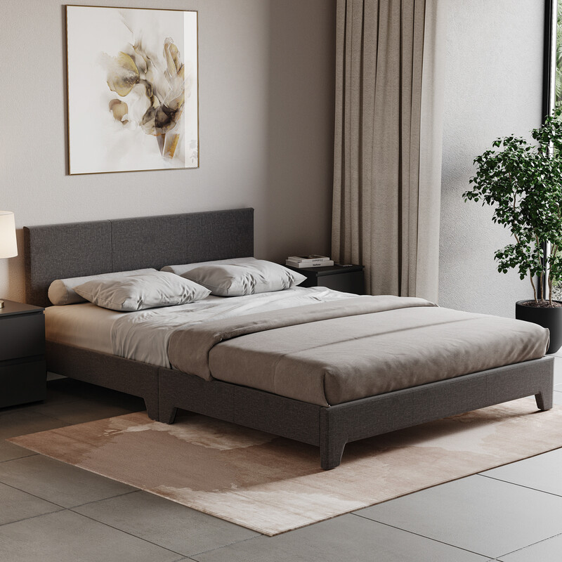 Vida Designs Bed Frame Victoria Linen Dark Grey King