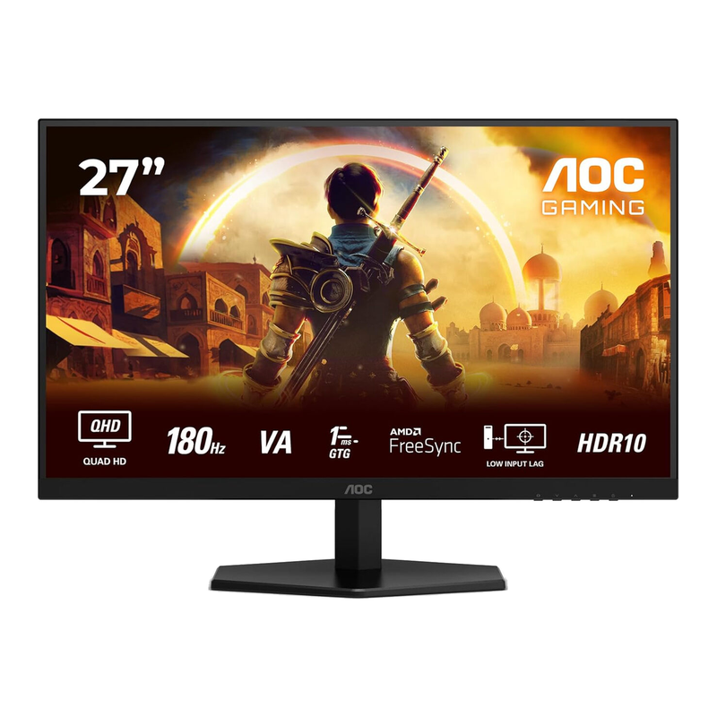 AOC Gaming Q27G42XNE - 27 inch Quad HD-monitor, 180 Hz, 1 ms, FreeSync Premium, HDR10 (2560 x 1440, 2x HDMI 2.0, 1x DisplayPort 1.4)
