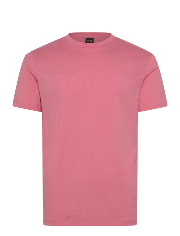 Boss Cotton-Jersey T-Shirt with Large Logo Print - Light/Pastel Red