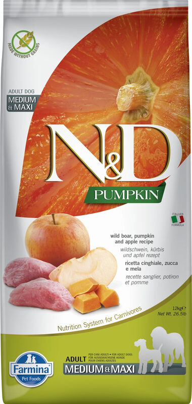 Farmina N&D Kürbis Wildschwein Hundefutter für Erwachsene Mittel-/Großrassen 12 kg