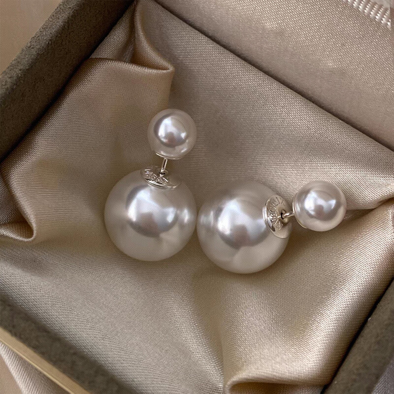 VoxorAI australische witte parel, klassieke dubbele parels, om te draaien, parel oorbellen (oorbellen/oorhangers), luxueus, hoogwaardig design, stijlvol, nieuw, hitproduct, 8 mm en 16 mm