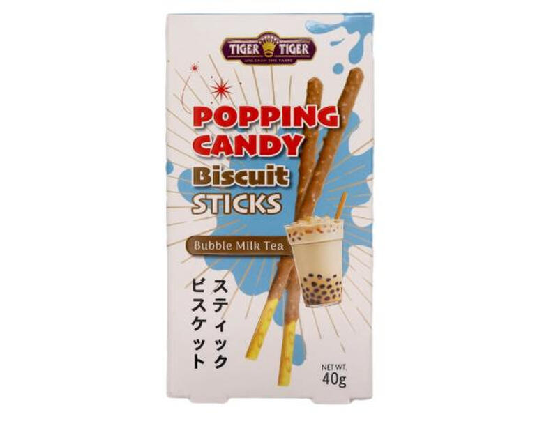 Tiger Tiger Popping Candy Biscuits Sticks Bubble Milk Tea 40G