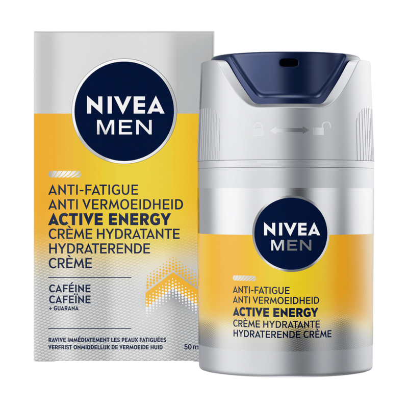 NIVEA Men Active Energy gezichtscrème - dagcrème voor de normale huid - hydraterende crème - gezichtscrème - met cafeïne en vitamine+-complex - 50 ml
