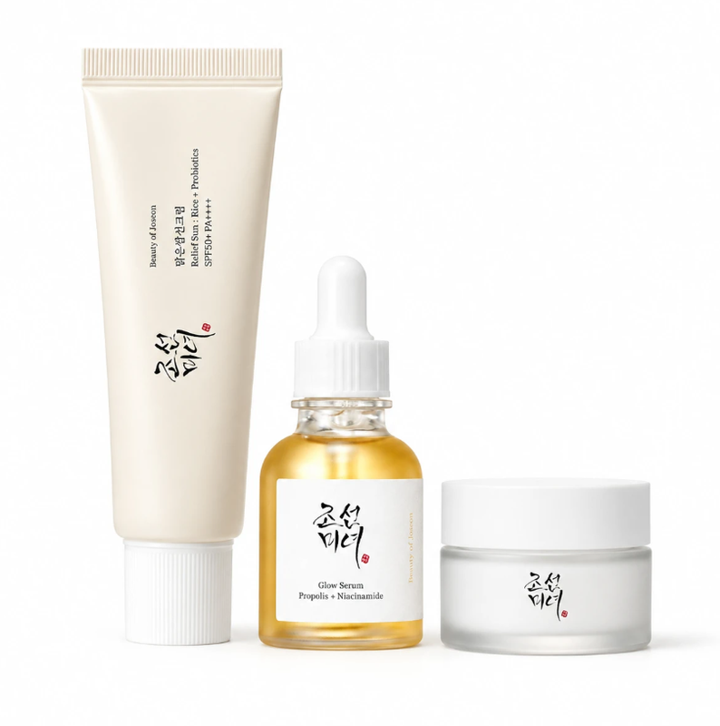 [Bestes Angebot] Beauty Of Joseon Glow Essential 3-Schritte-Set: Relief Sonnencreme + Dynasty Creme + Glow Serum