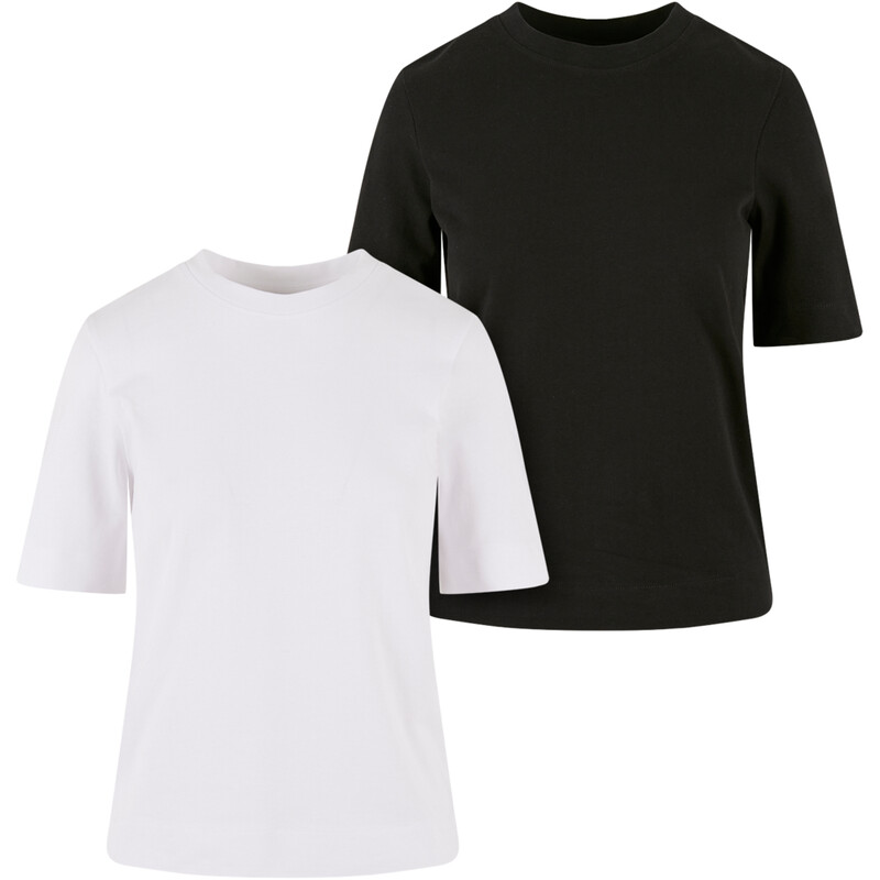 Urban Classics Damen Classy Tee 2er-Pack Weiß+Schwarz