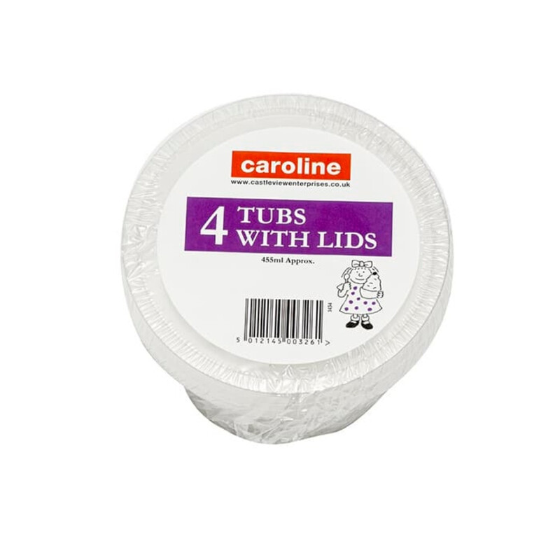 16oz Clear Round Plastic Tub with Lid, 120mm diameter x 70mm deep, pack of 4