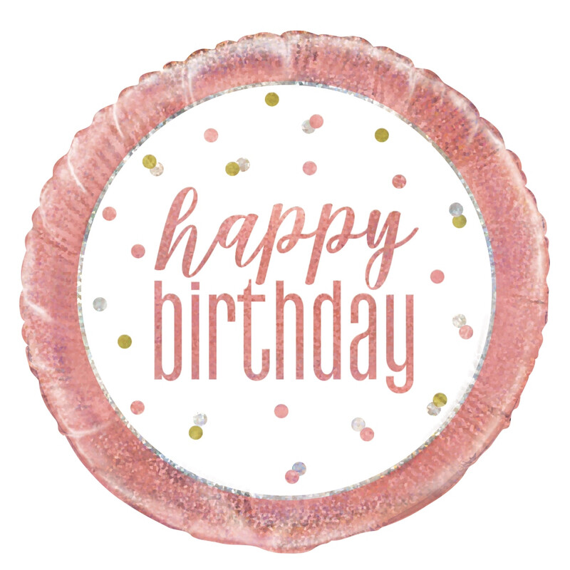Unique Party Unique Glitz Happy Birthday Balloon, Rose Gold, 45Cm
