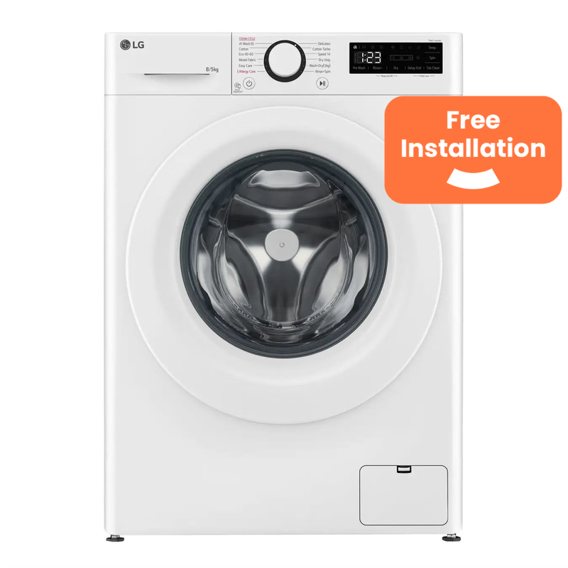 [Free Install] LG FWY385WWLN1 Washer Dryer, 8kg Wash 5kg Dry, 1200 Spin, White, A / E