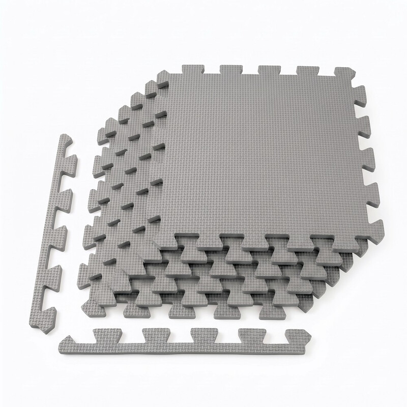 Benarita In elkaar grijpende schuimrubberen vloermatten, 12×12×0,4 inch, 6-pack, lichtgrijs, niet-giftig EVA-schuim, eenvoudig kliksysteem, schokabsorberend, geschikt voor speelkamer, yoga, fitness en klaslokaal