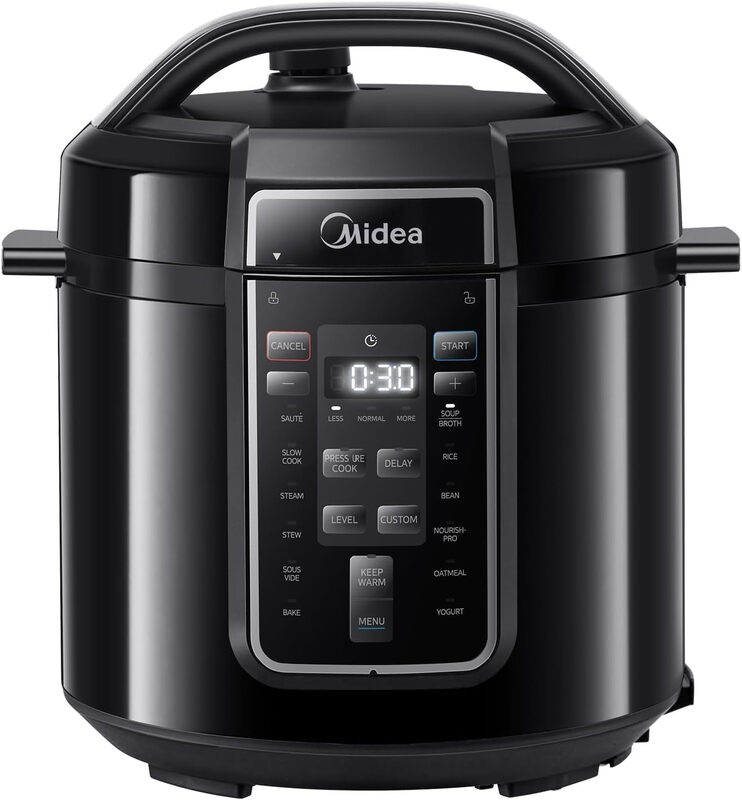 Midea elektrische snelkookpan 6 liter, 1000 W multifunctionele pan met automatische warmhoudfunctie, eenvoudig te reinigen roestvrijstalen binnenpan, voor gezinskoken, model MY-CS6037WPB