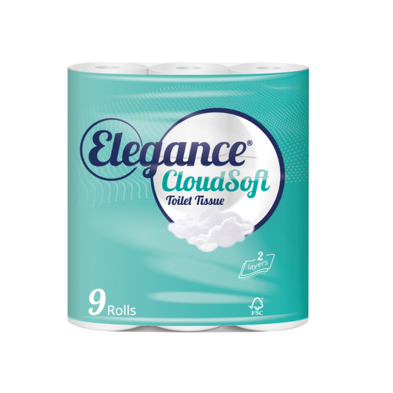 CloudSoft Toilet Tissue Rolls 2 Ply 9 Rolls