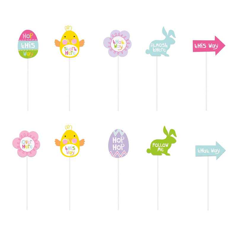 Unique Party Easter Egg Hunt Clue Signs, Set Of 10