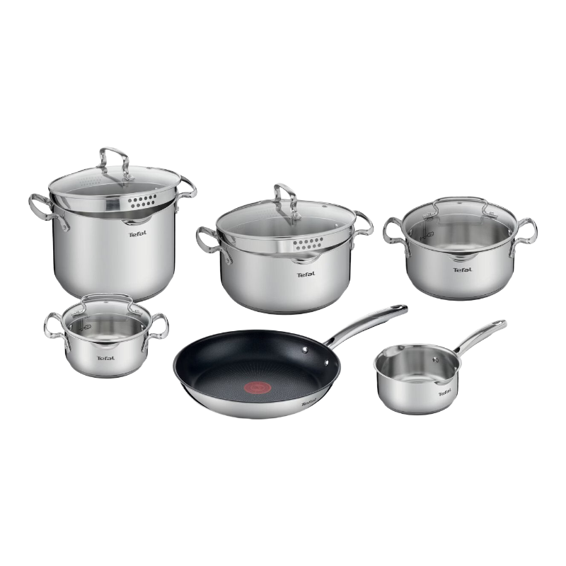 Tefal Duetto - Pannenset - 6-delig - Inclusief deksels - Inductie - Roestvrij staal