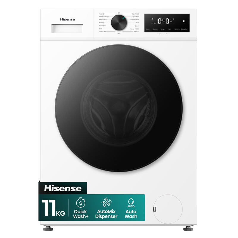 Hisense White 1I Series Washing Machine - 11Kg, 1400 Spin/Min, A Rated, Wf1i1142bwl2