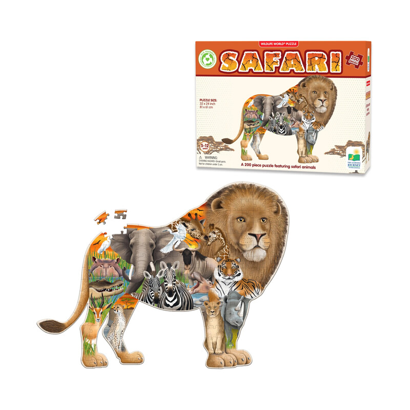 Wildlife World Safari: 200 Piece Educational Jigsaw Puzzle for Kids and Families Featuring Exotic African Animals