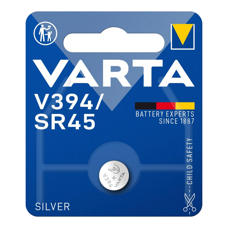 VARTA Batterie Silberoxid, Knopfzelle, 379, SR63, 1,55V Elektronik, Einzelhandels-Blisterpackung (1 Stück)