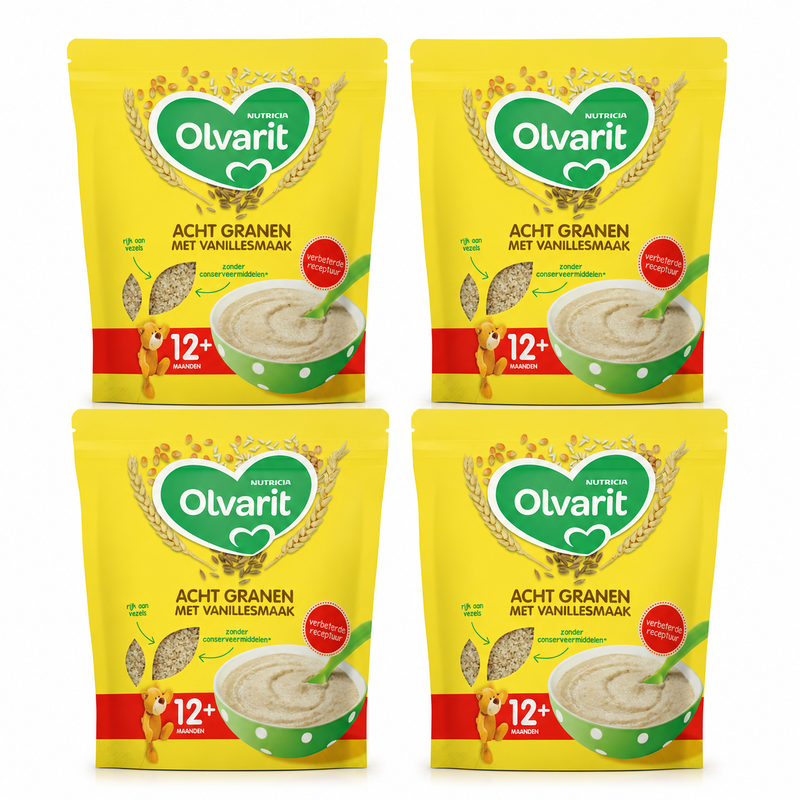 Olvarit Acht Granen Vanille Ontbijtpap 12 M+ 200 g *4-Pack