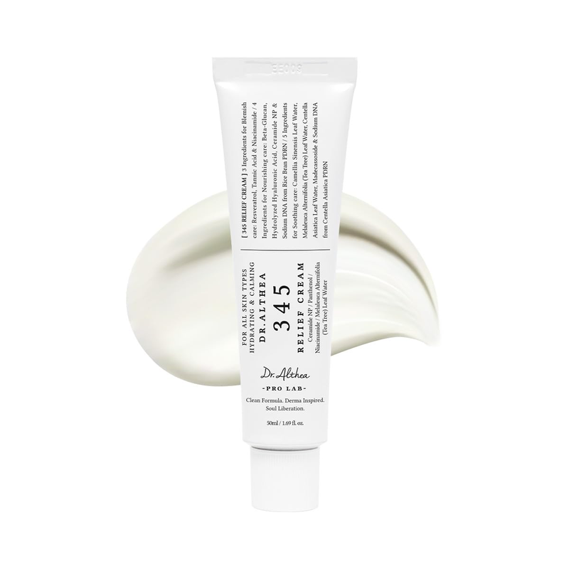 Dr. Althea 345 Relief Cream Version 2025 50 ml – Koreanische Barriere-Reparatur-Feuchtigkeitspflege mit Niacinamid, Panthenol, Centella, Ceramid NP & Natrium-DNA für empfindliche, zu Unreinheiten neigende Haut