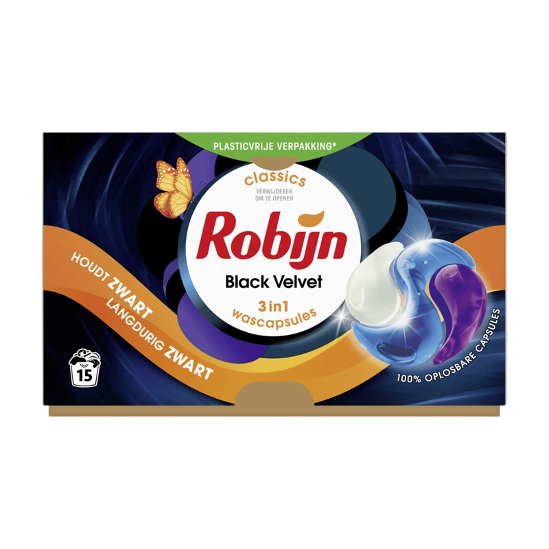 Robijn klassiekers 3-in-1 wascapsules zwart fluweel 15 wasbeurten
