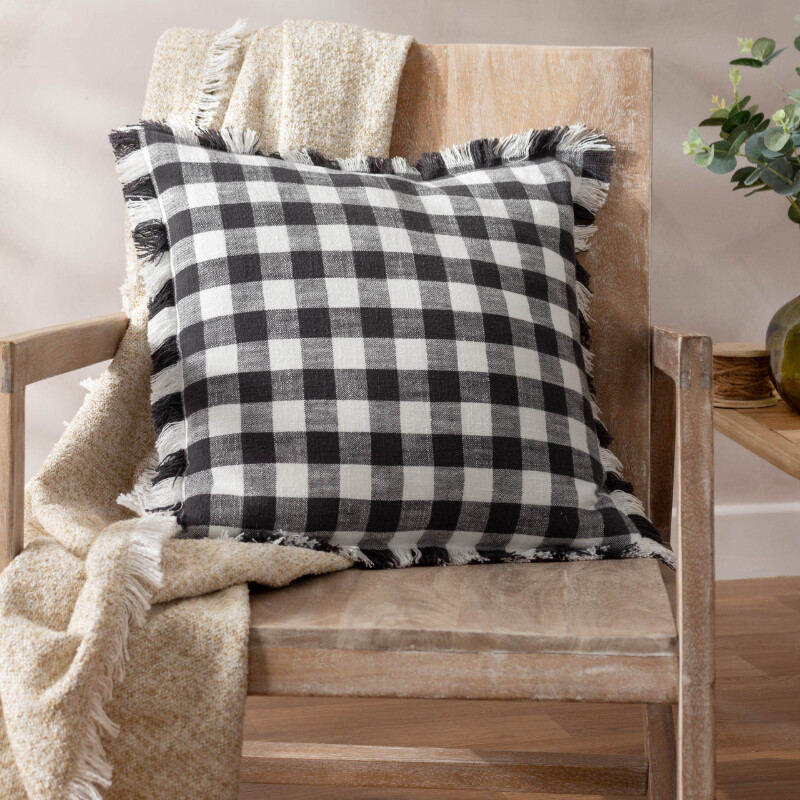 Cushion Barton Check Square Black 45x45cm