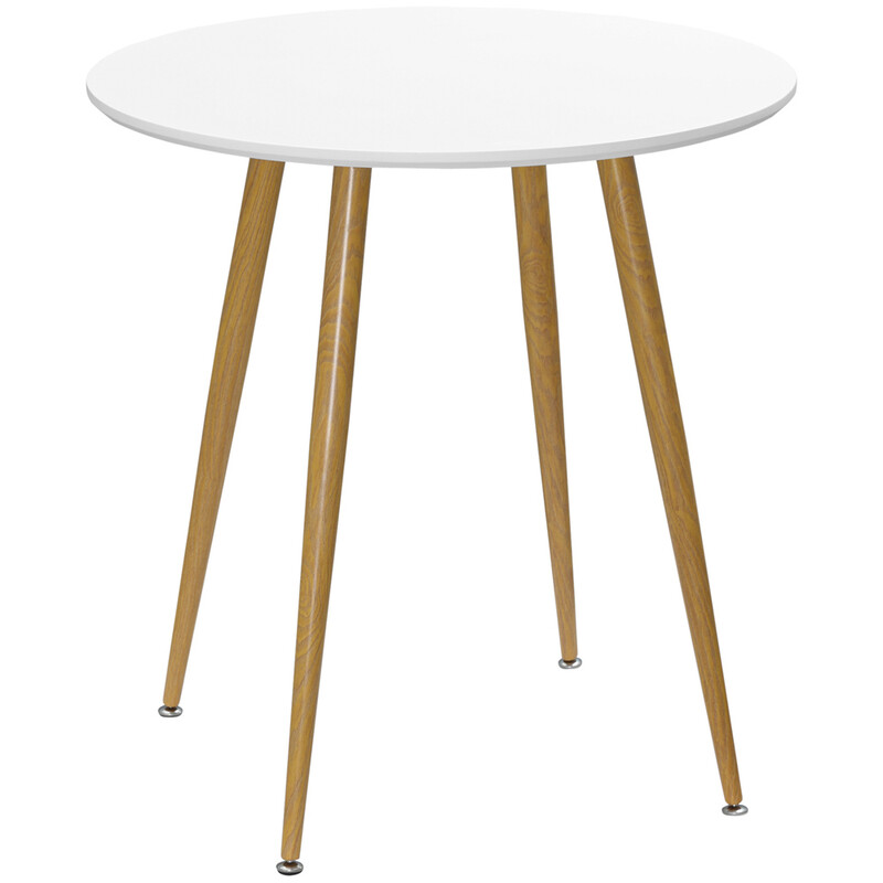 Dining Table Scandi Round White/Oak Effect D:72cm