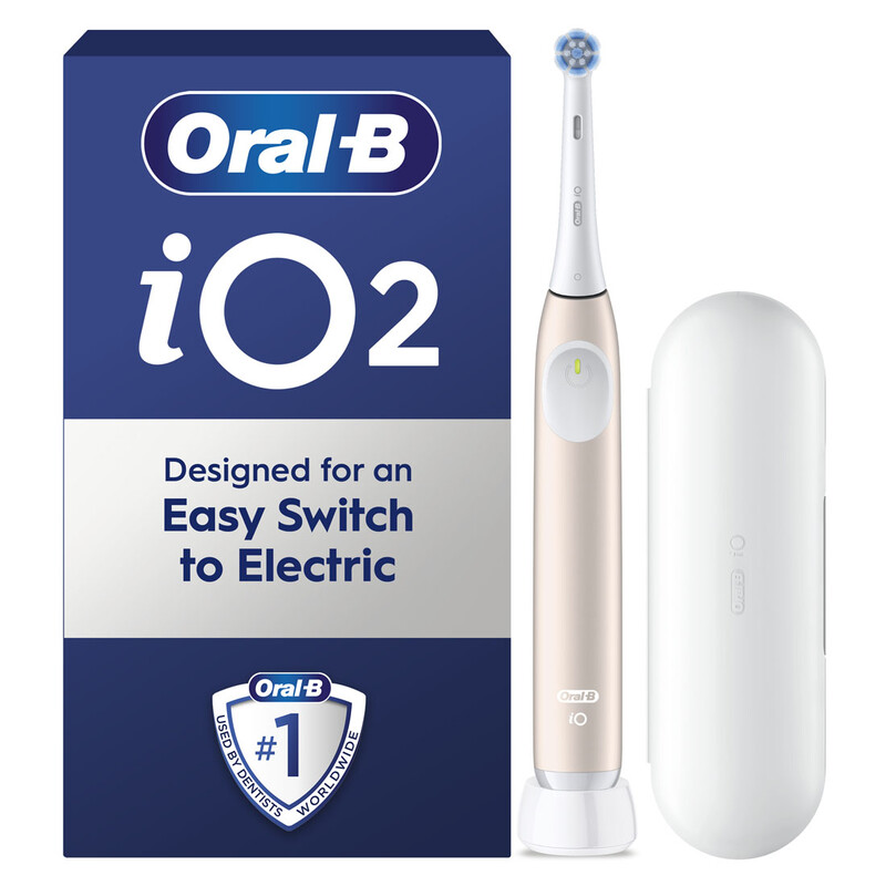 Oral‑B iO2 Electric Toothbrush and Travel Case, 3 quiet modes, Calm Pink