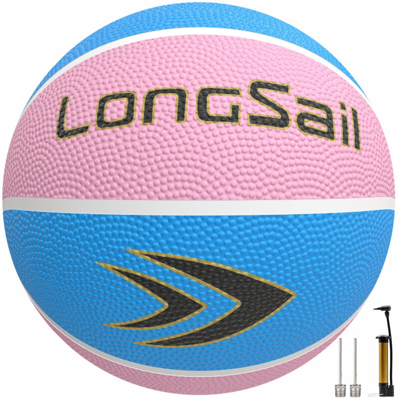 Rubberen basketbal van hoge kwaliteit (22") maat 3# roze/lichtblauw