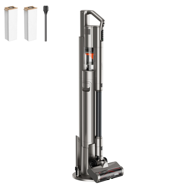 UWANT V500 draadloze steelstofzuiger met automatische leegstation, 25 kPa krachtige zuigkracht, groene LED-stofdetectie, werktijd tot 45 min, lichtgewicht handstofzuiger voor harde vloeren en tapijten