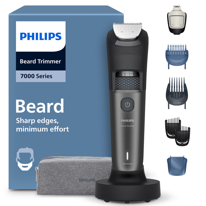 Series 7000 Beard Trimmer – SteelPrecision Blades, 40 Length Settings, PowerAdapt Sen