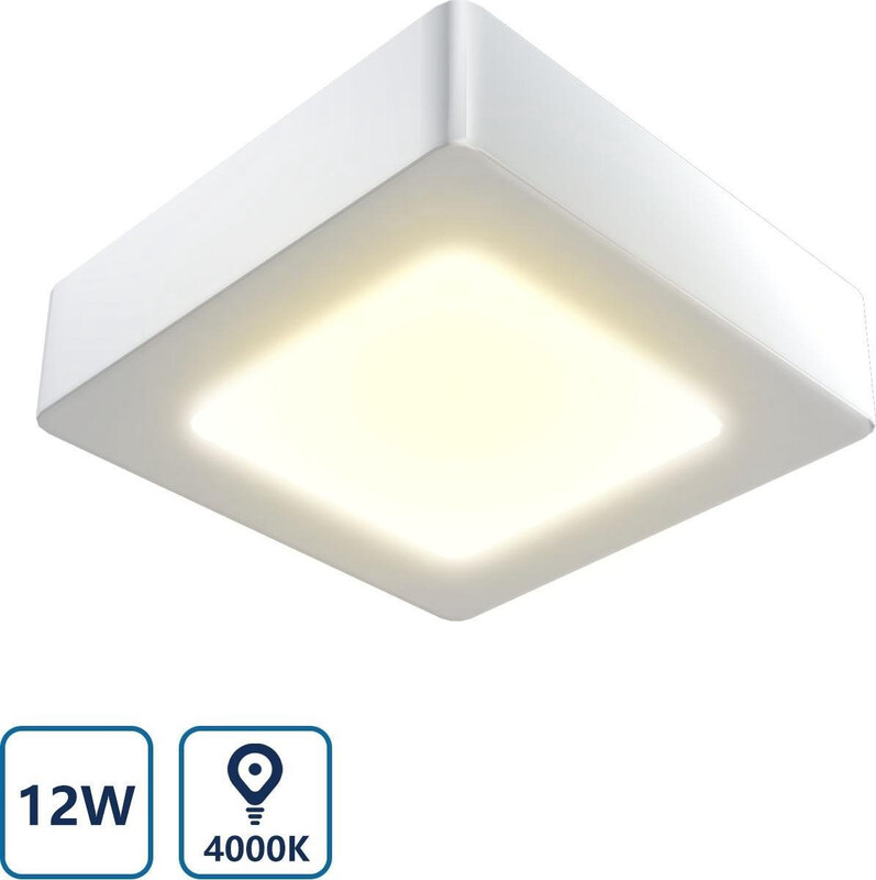Aigostar led E5 plafondlamp, vierkant, 12 W 4000 K, opbouwmontage