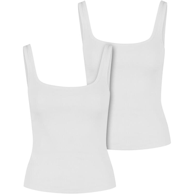 Urban Classics Damen Ripp-Top mit Rundhalsausschnitt 2er-Pack Weiß+weiß M