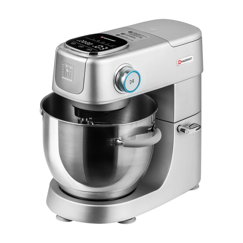 HAUSWIRT M5 Max Stand-Küchenmaschine mit Ganzmetallgehäuse, 5,5 l XL-Fassungsvermögen, 4,5" LED-Touchscreen, 11 Geschwindigkeitsstufen, Teigmixer, Silber